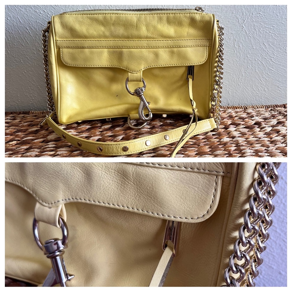 Rebecca Minkoff M.A.C Crossbody Bag yellow leather purse gold hardwear